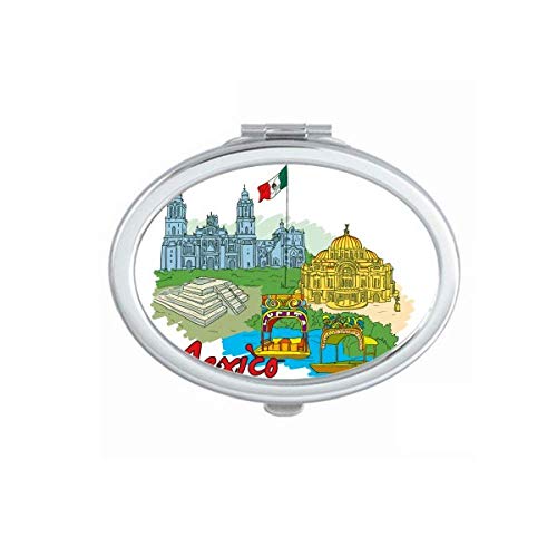 מקסיקו תרבות דגל מפורסם תיירות כתמים גרפיטי מראה נייד לקפל יד איפור כפול צד משקפיים