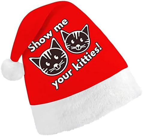 להראות לי שלך חתלתולים מצחיק חג המולד כובע סנטה קלאוס כובעי קצר קטיפה עם לבן חפתים עבור חג המולד חג מסיבת אספקת קישוט