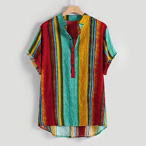 חולצות פשתן כותנה לגברים שרוול קצר שרוול קיץ כפתור פרחוני במורד חולצת הוואי