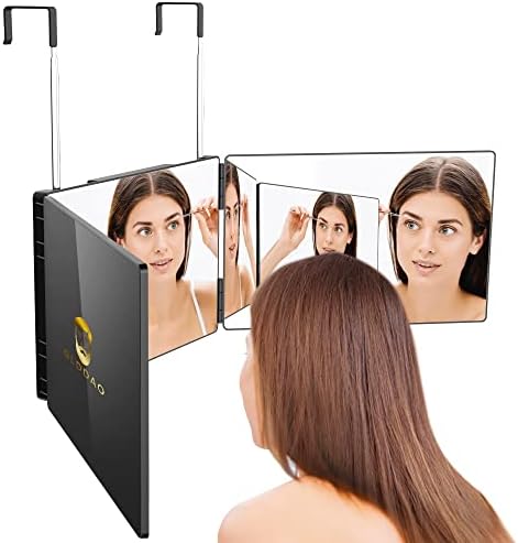 גלדאו 3 דרך מראה לחיתוך שיער עצמי, 360 מראות ספר משולש 3 מראת איפור צדדית כדי לראות את החלק האחורי של הראש, משמש לצביעת