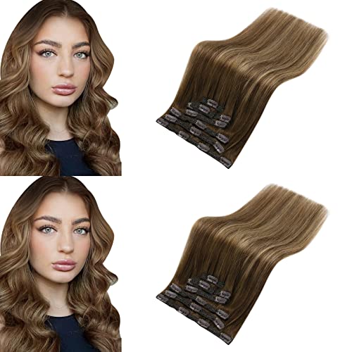 חבילות - 2 פריטים: קליפ Fshine בתוספות שיער שיער אנושי אמיתי תוספות שיער עבות ישר קליפ בשיער אדם לנשים קליפ בתוספות שיער