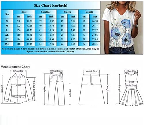 צמרות קיץ לנשים 2023 חולצת טריקו פרח חמוד גרפי גרפי משוחרר