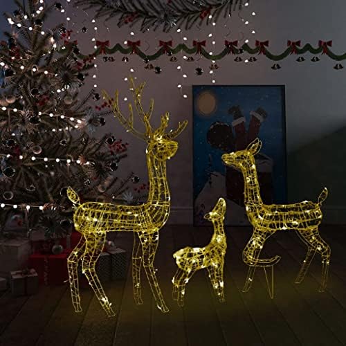 Matalde Acrylic Imendeer Family קישוט חג המולד 300 LED חם לבן